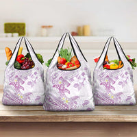 Polynesia Hammerhead Shark Grocery Bag Tropical Flowers Tribal Pattern Lavender LT05 3-pack One Size Purple - Polynesian Pride