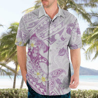 Polynesia Hammerhead Shark Hawaiian Shirt Tropical Flowers Tribal Pattern Lavender LT05 - Polynesian Pride