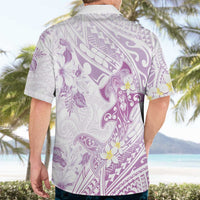 Polynesia Hammerhead Shark Hawaiian Shirt Tropical Flowers Tribal Pattern Lavender LT05 - Polynesian Pride
