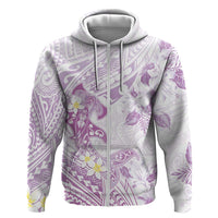 Polynesia Hammerhead Shark Hoodie Tropical Flowers Tribal Pattern Lavender LT05 Zip Hoodie Purple - Polynesian Pride