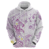 Polynesia Hammerhead Shark Hoodie Tropical Flowers Tribal Pattern Lavender LT05 - Polynesian Pride