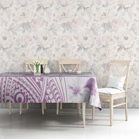 Polynesia Hammerhead Shark Tablecloth Tropical Flowers Tribal Pattern Lavender LT05 - Polynesian Pride