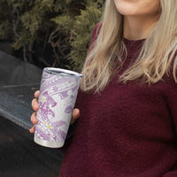 Polynesia Hammerhead Shark Tumbler Cup Tropical Flowers Tribal Pattern Lavender LT05 - Polynesian Pride