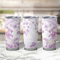 Polynesia Hammerhead Shark Tumbler Cup Tropical Flowers Tribal Pattern Lavender LT05 - Polynesian Pride