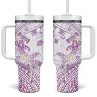 Polynesia Hammerhead Shark Tumbler With Handle Tropical Flowers Tribal Pattern Lavender LT05 One Size: 40 oz Purple - Polynesian Pride
