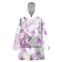 Polynesia Hammerhead Shark Wearable Blanket Hoodie Tropical Flowers Tribal Pattern Lavender LT05 One Size Purple - Polynesian Pride