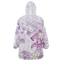 Polynesia Hammerhead Shark Wearable Blanket Hoodie Tropical Flowers Tribal Pattern Lavender LT05 - Polynesian Pride