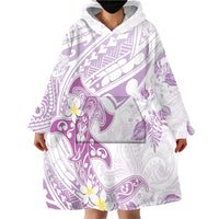 Polynesia Hammerhead Shark Wearable Blanket Hoodie Tropical Flowers Tribal Pattern Lavender LT05 - Polynesian Pride