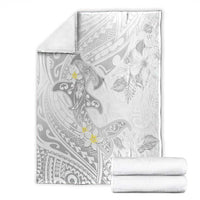 Polynesia Hammerhead Shark Blanket Tropical Flowers Tribal Pattern White LT05 - Polynesian Pride
