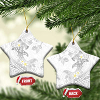 Polynesia Hammerhead Shark Ceramic Ornament Tropical Flowers Tribal Pattern White LT05 Star White - Polynesian Pride