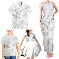 Polynesia Hammerhead Shark Family Matching Tank Maxi Dress and Hawaiian Shirt Tropical Flowers Tribal Pattern White LT05 - Polynesian Pride