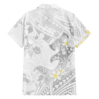 Polynesia Hammerhead Shark Hawaiian Shirt Tropical Flowers Tribal Pattern White LT05 - Polynesian Pride