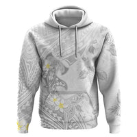 Polynesia Hammerhead Shark Hoodie Tropical Flowers Tribal Pattern White LT05 Pullover Hoodie White - Polynesian Pride