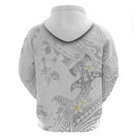 Polynesia Hammerhead Shark Hoodie Tropical Flowers Tribal Pattern White LT05 - Polynesian Pride