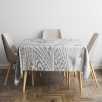 Polynesia Hammerhead Shark Tablecloth Tropical Flowers Tribal Pattern White LT05 - Polynesian Pride