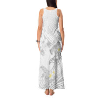 Polynesia Hammerhead Shark Tank Maxi Dress Tropical Flowers Tribal Pattern White LT05 - Polynesian Pride