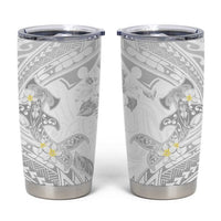 Polynesia Hammerhead Shark Tumbler Cup Tropical Flowers Tribal Pattern White LT05 White - Polynesian Pride