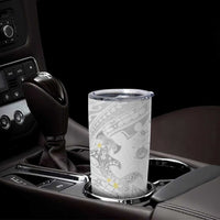 Polynesia Hammerhead Shark Tumbler Cup Tropical Flowers Tribal Pattern White LT05 - Polynesian Pride