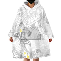 Polynesia Hammerhead Shark Wearable Blanket Hoodie Tropical Flowers Tribal Pattern White LT05 - Polynesian Pride