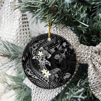 Polynesia Hammerhead Shark Ceramic Ornament Tropical Flowers Tribal Pattern Black LT05 - Polynesian Pride