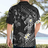 Polynesia Hammerhead Shark Hawaiian Shirt Tropical Flowers Tribal Pattern Black LT05 - Polynesian Pride