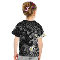Polynesia Hammerhead Shark Kid T Shirt Tropical Flowers Tribal Pattern Black