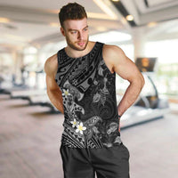 Polynesia Hammerhead Shark Men Tank Top Tropical Flowers Tribal Pattern Black LT05 Black - Polynesian Pride