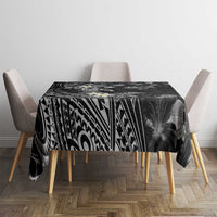 Polynesia Hammerhead Shark Tablecloth Tropical Flowers Tribal Pattern Black LT05 - Polynesian Pride