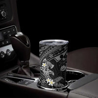 Polynesia Hammerhead Shark Tumbler Cup Tropical Flowers Tribal Pattern Black LT05 - Polynesian Pride
