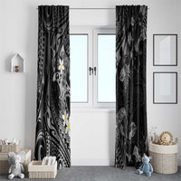 Polynesia Hammerhead Shark Window Curtain Tropical Flowers Tribal Pattern Black LT05 - Polynesian Pride