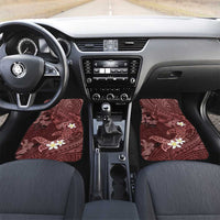 Polynesia Hammerhead Shark Car Mats Tropical Flowers Tribal Pattern Oxblood LT05 Set 2pcs - Front Oxblood - Polynesian Pride