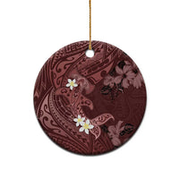 Polynesia Hammerhead Shark Ceramic Ornament Tropical Flowers Tribal Pattern Oxblood LT05 - Polynesian Pride