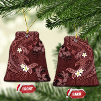 Polynesia Hammerhead Shark Ceramic Ornament Tropical Flowers Tribal Pattern Oxblood LT05 Bell Flake Oxblood - Polynesian Pride
