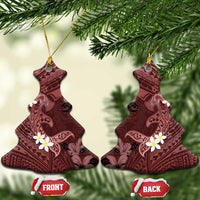 Polynesia Hammerhead Shark Ceramic Ornament Tropical Flowers Tribal Pattern Oxblood LT05 Christmas Tree Oxblood - Polynesian Pride