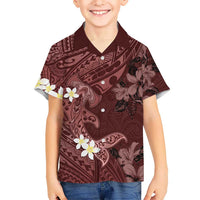 Polynesia Hammerhead Shark Hawaiian Shirt Tropical Flowers Tribal Pattern Oxblood LT05 - Polynesian Pride