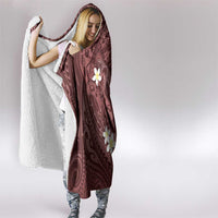 Polynesia Hammerhead Shark Hooded Blanket Tropical Flowers Tribal Pattern Oxblood LT05 - Polynesian Pride