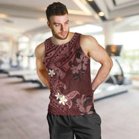 Polynesia Hammerhead Shark Men Tank Top Tropical Flowers Tribal Pattern Oxblood LT05 Oxblood - Polynesian Pride
