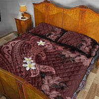Polynesia Hammerhead Shark Quilt Bed Set Tropical Flowers Tribal Pattern Oxblood LT05 - Polynesian Pride