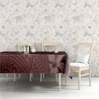 Polynesia Hammerhead Shark Tablecloth Tropical Flowers Tribal Pattern Oxblood LT05 - Polynesian Pride