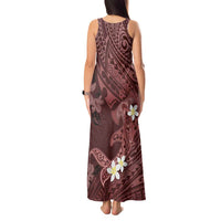 Polynesia Hammerhead Shark Tank Maxi Dress Tropical Flowers Tribal Pattern Oxblood LT05 - Polynesian Pride