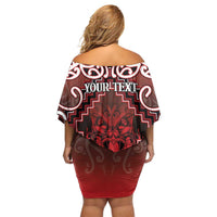Personalised New Zealand Aotearoa Family Matching Off Shoulder Short Dress and Hawaiian Shirt Te Reo Maori Ake Ake Ake - Polynesian Pride
