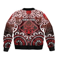 Personalised New Zealand Aotearoa Sleeve Zip Bomber Jacket Te Reo Maori Ake Ake Ake - Polynesian Pride