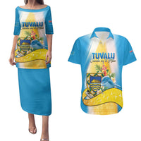 Personalised Tuvalu Independence Day Couples Matching Puletasi and Hawaiian Shirt Tuvalu Mo Te Atua - Polynesian Pride