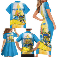 Personalised Tuvalu Independence Day Family Matching Short Sleeve Bodycon Dress and Hawaiian Shirt Tuvalu Mo Te Atua - Polynesian Pride