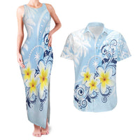 FSM Chuuk Constitution Day Couples Matching Tank Maxi Dress and Hawaiian Shirt Polynesian Curves Plumeria - Polynesian Pride