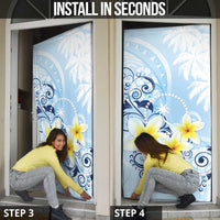 FSM Chuuk Constitution Day Door Cover Polynesian Curves Plumeria - Polynesian Pride