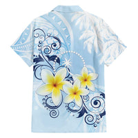 FSM Chuuk Constitution Day Family Matching Off Shoulder Short Dress and Hawaiian Shirt Polynesian Curves Plumeria - Polynesian Pride