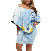 FSM Chuuk Constitution Day Family Matching Off Shoulder Short Dress and Hawaiian Shirt Polynesian Curves Plumeria - Polynesian Pride