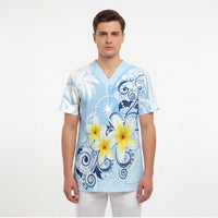 FSM Chuuk Constitution Day Scrub Top Polynesian Curves Plumeria - Polynesian Pride