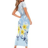 FSM Chuuk Constitution Day Short Sleeve Bodycon Dress Polynesian Curves Plumeria - Polynesian Pride